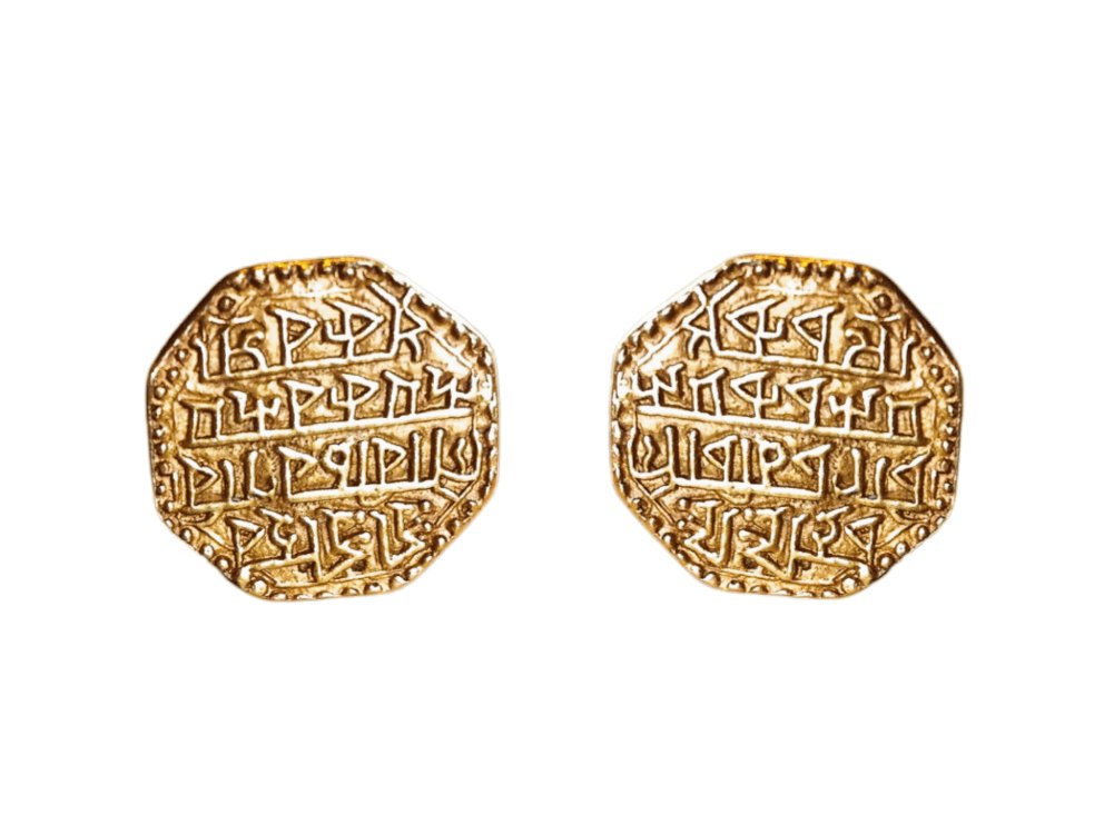 18k Gold Coin Cufflinks With Ancient Engraving - AGHOR