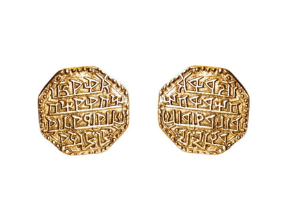 18k Gold Coin Cufflinks With Ancient Engraving - AGHOR