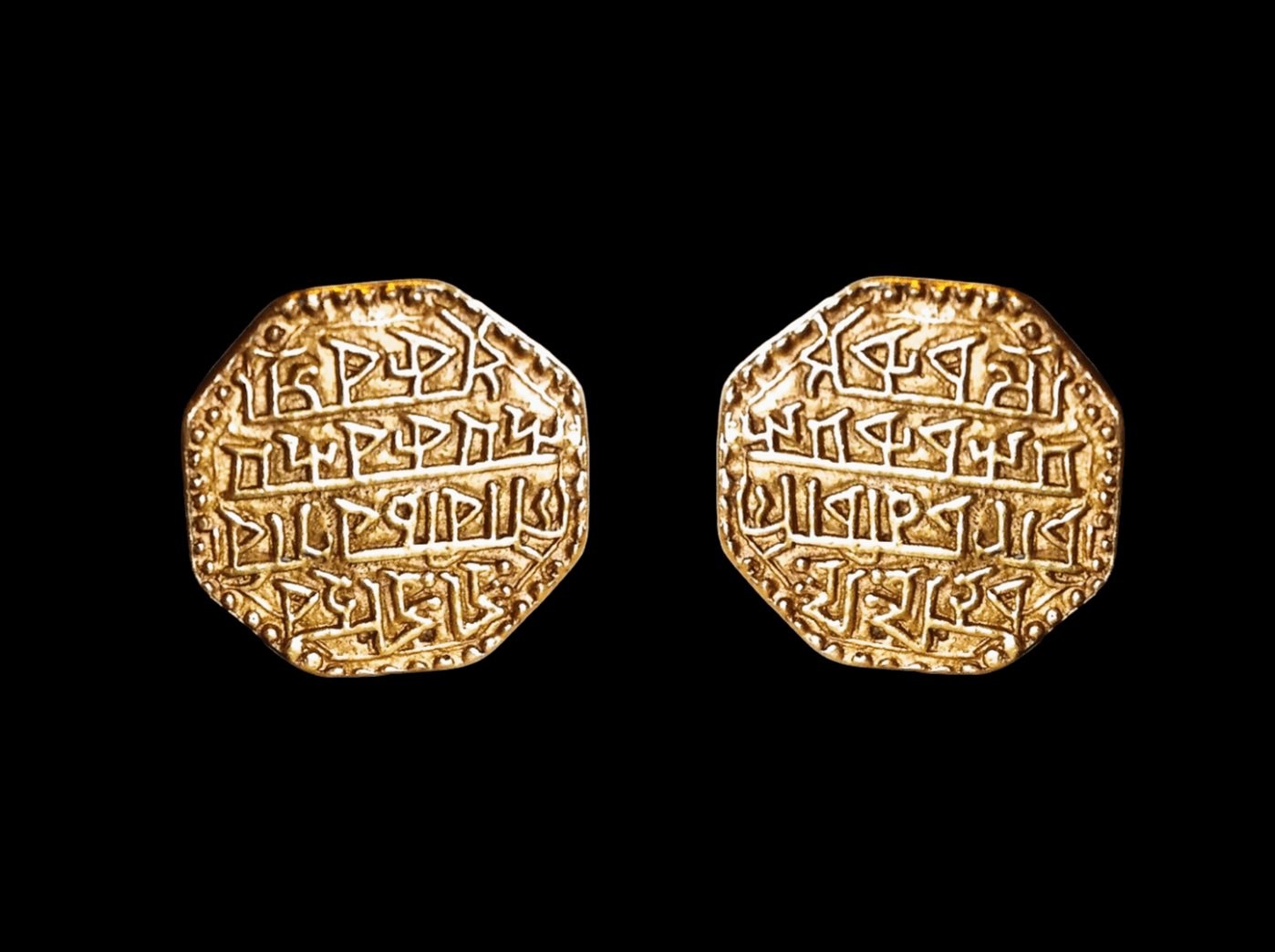 18k Gold Coin Cufflinks With Ancient Engraving - AGHOR