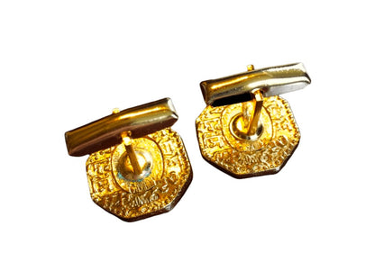 18k Gold Coin Cufflinks With Ancient Engraving - AGHOR