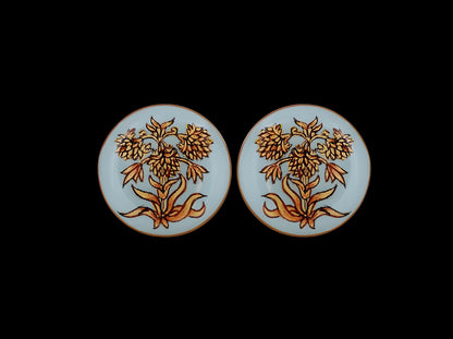 18k Gold Cufflinks With Flower Enameling - AGHOR