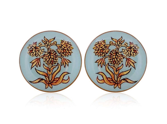 18k Gold Cufflinks With Flower Enameling - AGHOR