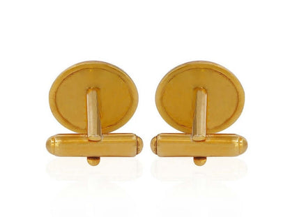 18k Gold Diamond Cufflinks With Blue Enamel - AGHOR