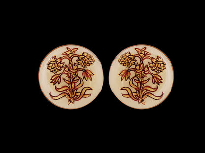 18k Gold Ivory Base Cufflinks With Delicate Motif Enameling - AGHOR