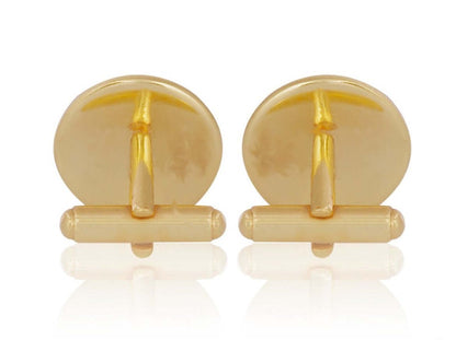 18k Gold Ivory Base Cufflinks With Delicate Motif Enameling - AGHOR