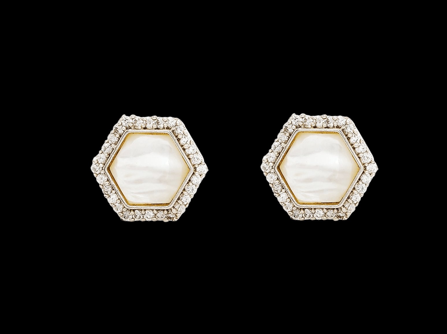 18k White Gold Diamond Cufflinks with Moonstone - AGHOR