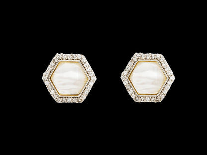 18k White Gold Diamond Cufflinks with Moonstone - AGHOR