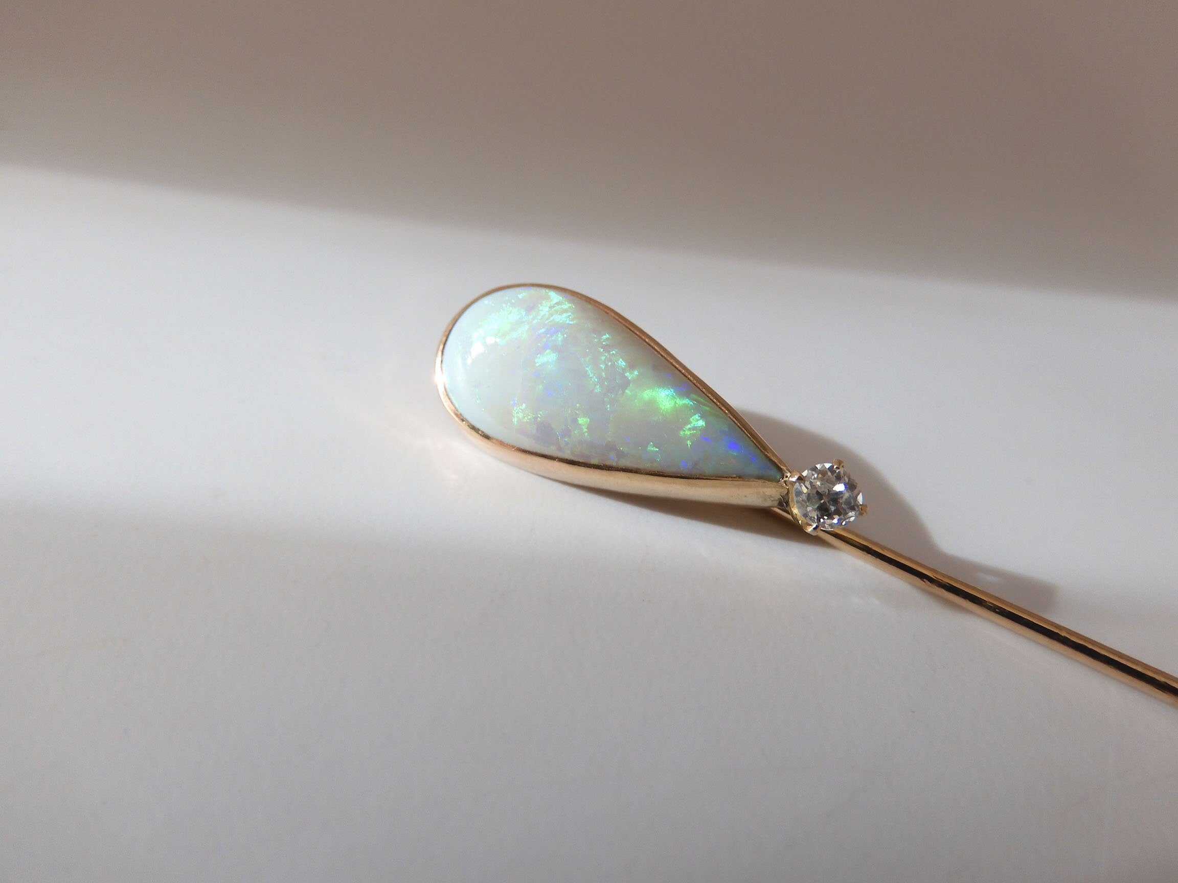 Moonstone and Diamond Lapel Pin - AGHOR