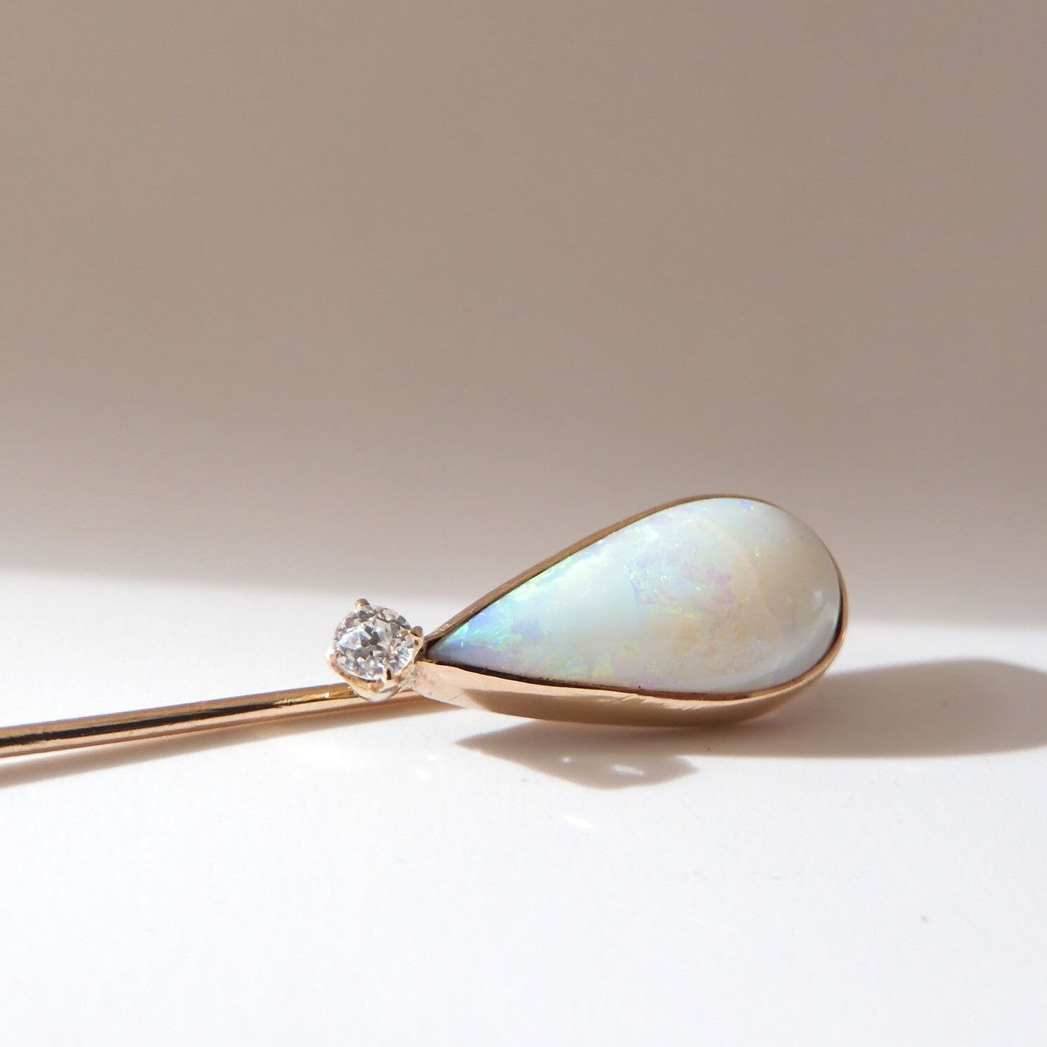 Moonstone and Diamond Lapel Pin - AGHOR