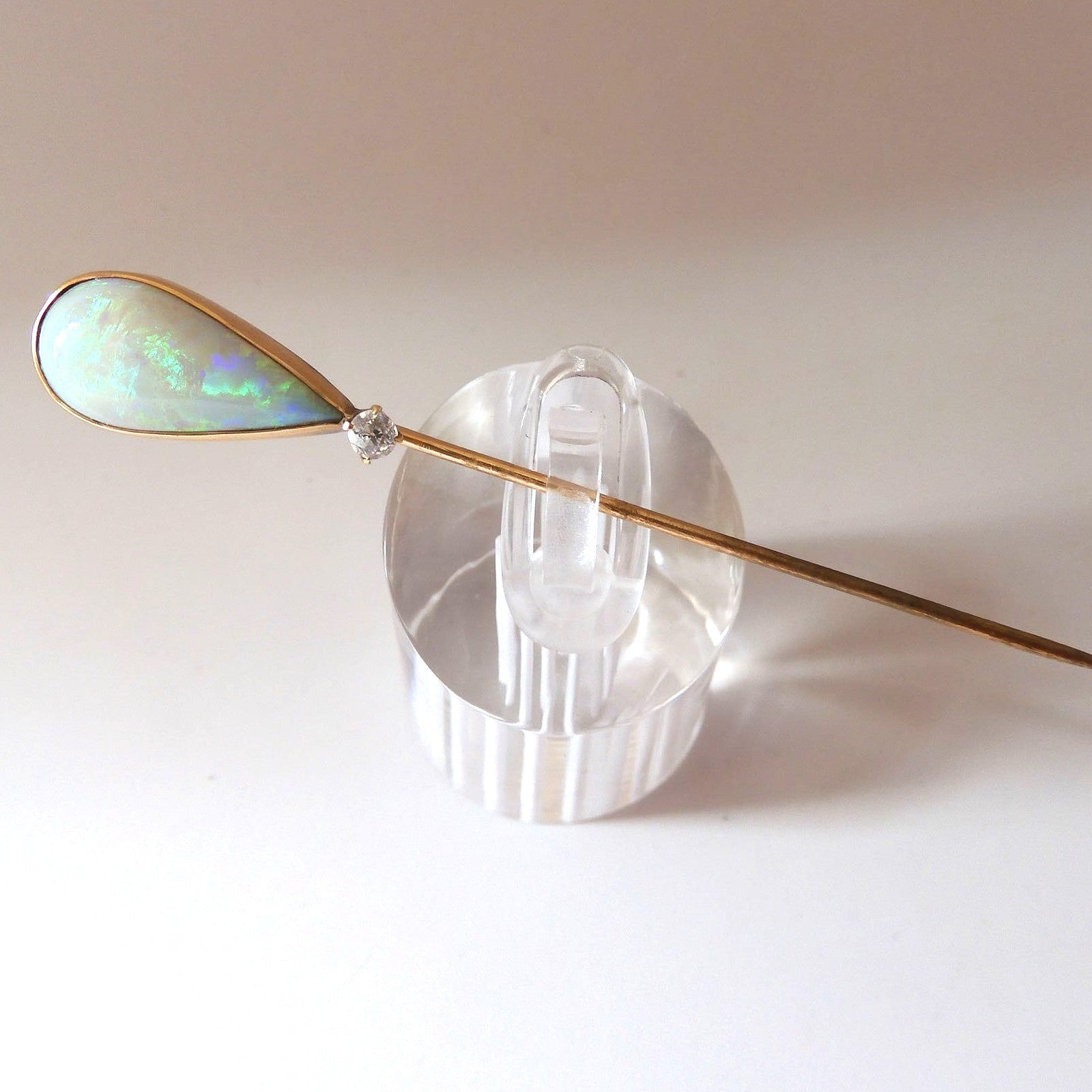 Moonstone and Diamond Lapel Pin - AGHOR